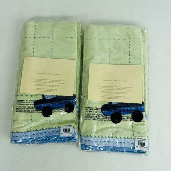 Pottery Barn Kids A to Z Valance Rod Pocket 18x44 Car Frog Nursery Set of 2 New - Picture 4 of 6